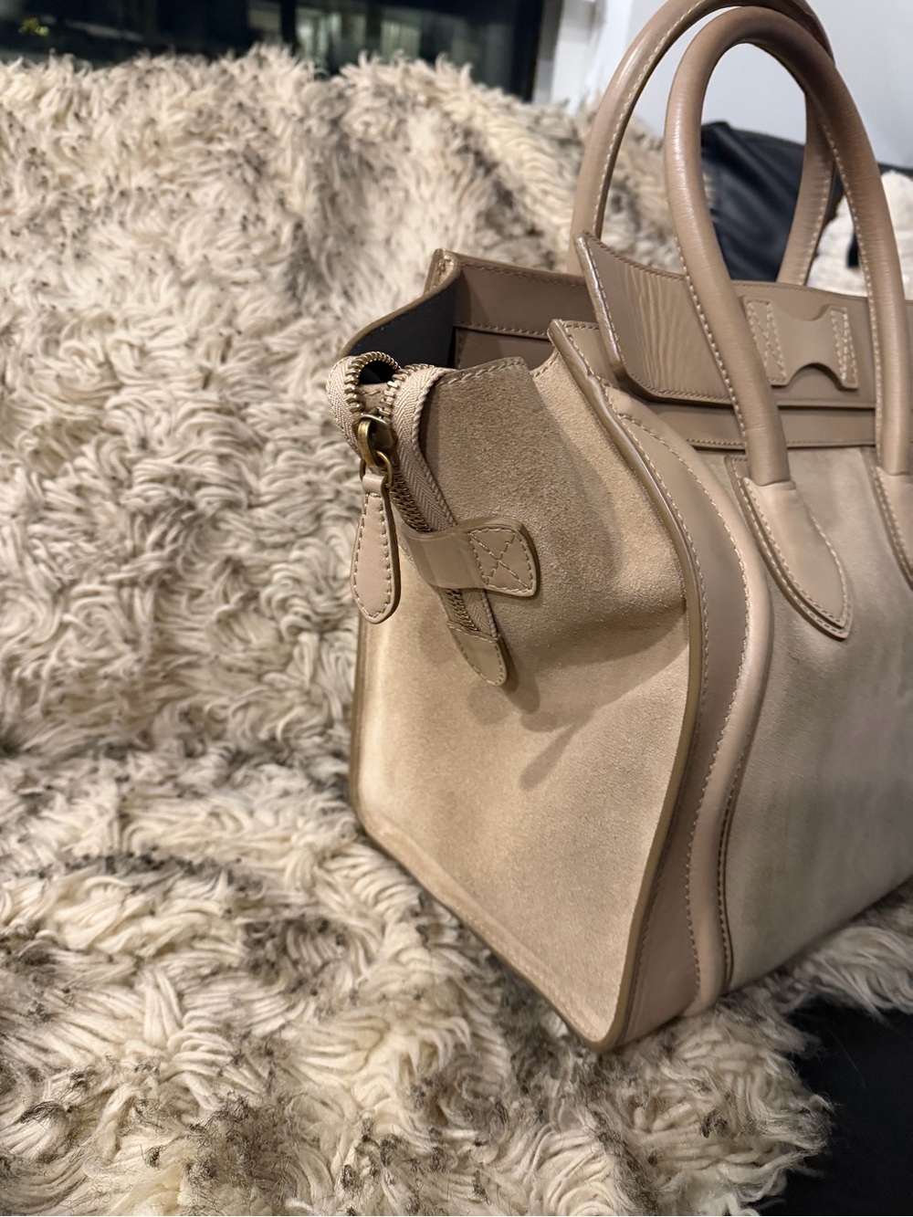 Celine Beige Suede & Leather Tote Bag - Picture 7 of 7